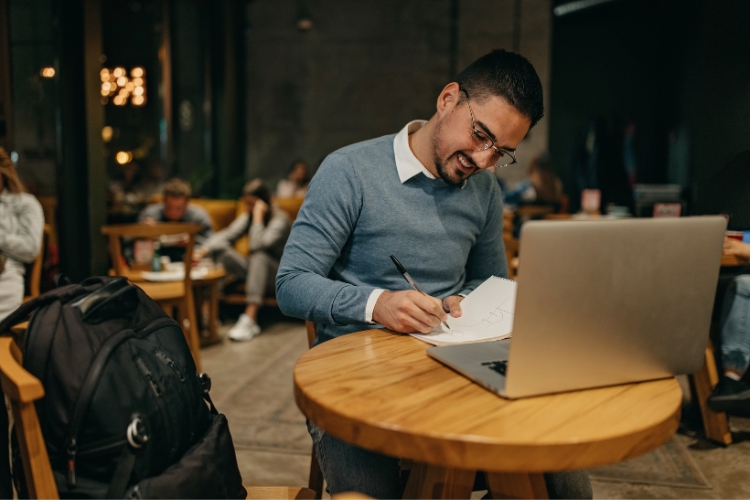 man working on laptop