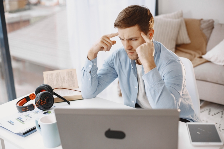 man working on laptop
